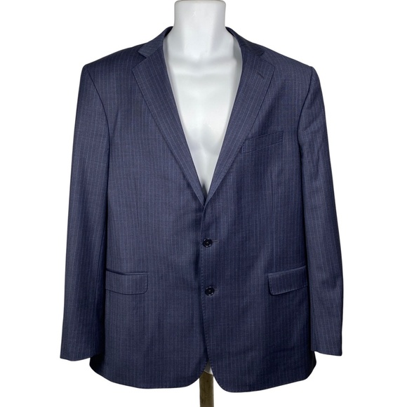 Brooks Brothers Explorer Regent Fit Sport Coat Blazer Mens 44L Blue Pinstripe